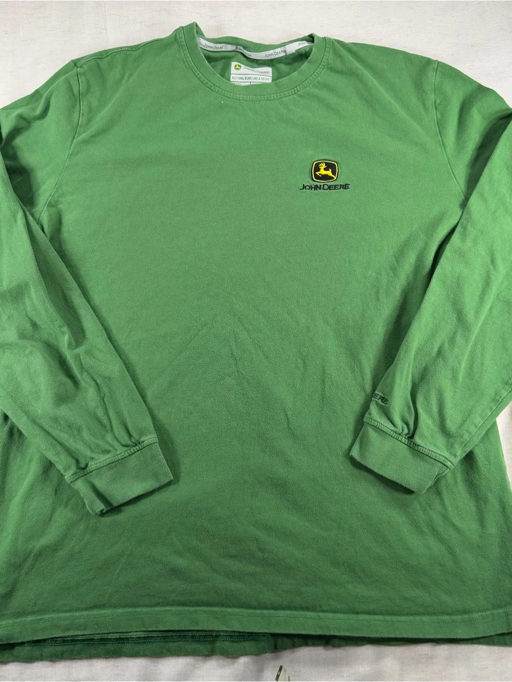 John Deere Green Long Sleeve Crewneck with Embroidered Logo